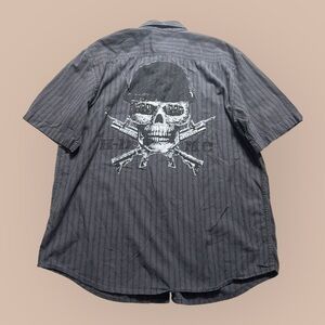 Harley Davidson Shirt Men’s Large Charcoal Long Sleeve Embroidered Button Down